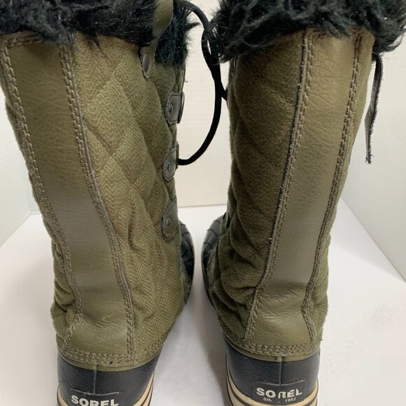 Sorel Women’s Green Leather & Rubber Boots – US Size 8, Fleece-Lined Warmth - Picture 5 of 12